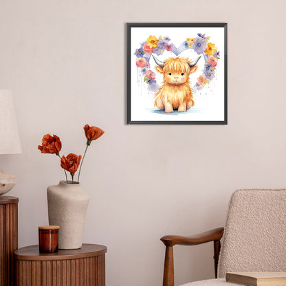 Love Highland Cow Baby - Full Round Drill Diamond Painting 30*30CM