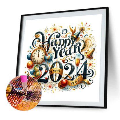 New Year Gift Calligraphy And Painting - Full Round Drill Diamond Painting 35*35CM
