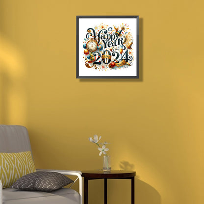 New Year Gift Calligraphy And Painting - Full Round Drill Diamond Painting 35*35CM