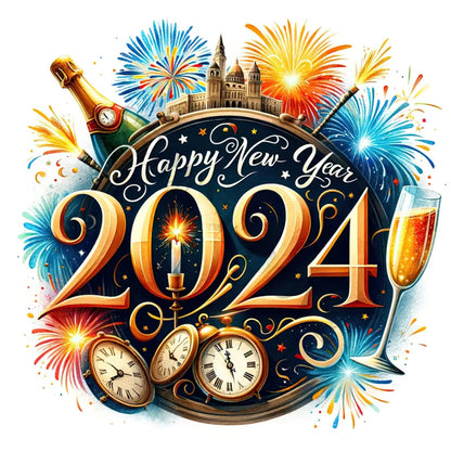 New Year Gift Calligraphy And Painting - Full Round Drill Diamond Painting 35*35CM