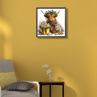 Highland Cow Baby - Full Round Drill Diamond Painting 35*35CM
