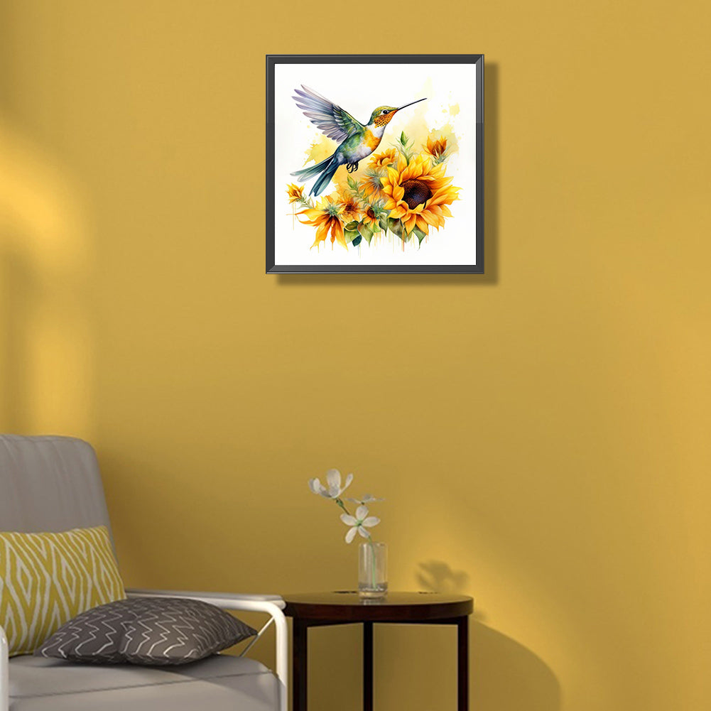 Sunflower Hummingbird - Full Round Drill Diamond Painting 35*35CM