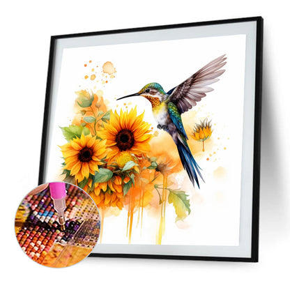 Sunflower Hummingbird - Full Round Drill Diamond Painting 35*35CM