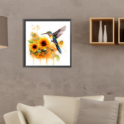 Sunflower Hummingbird - Full Round Drill Diamond Painting 35*35CM