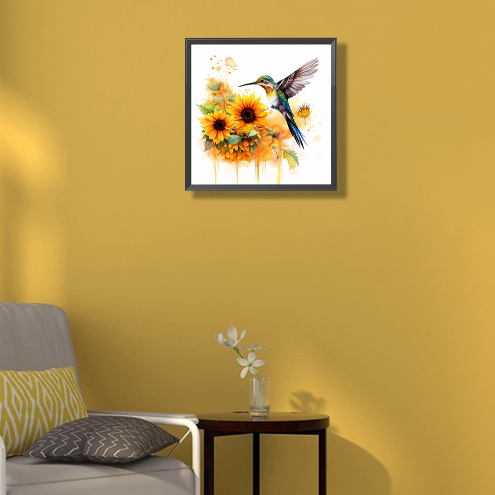 Sunflower Hummingbird - Full Round Drill Diamond Painting 35*35CM