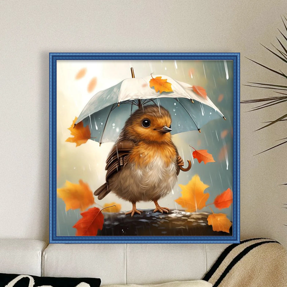 Bird Holding Umbrella - 11CT Stamped Cross Stitch 40*40CM