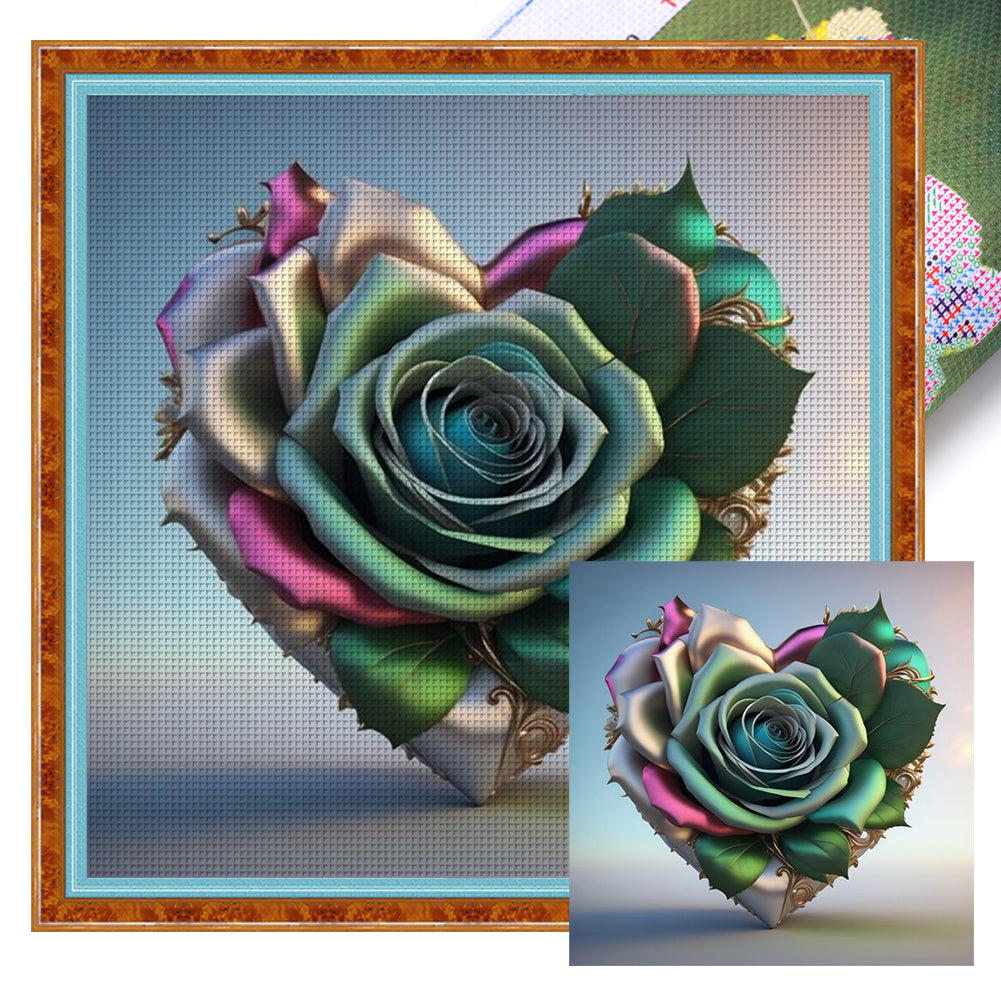 Love Rose - 11CT Stamped Cross Stitch 40*40CM