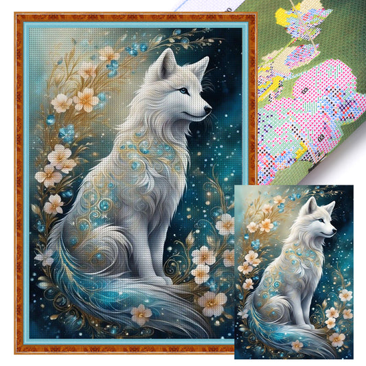 Flowers And Fox - 11CT Stamped Cross Stitch 40*60CM