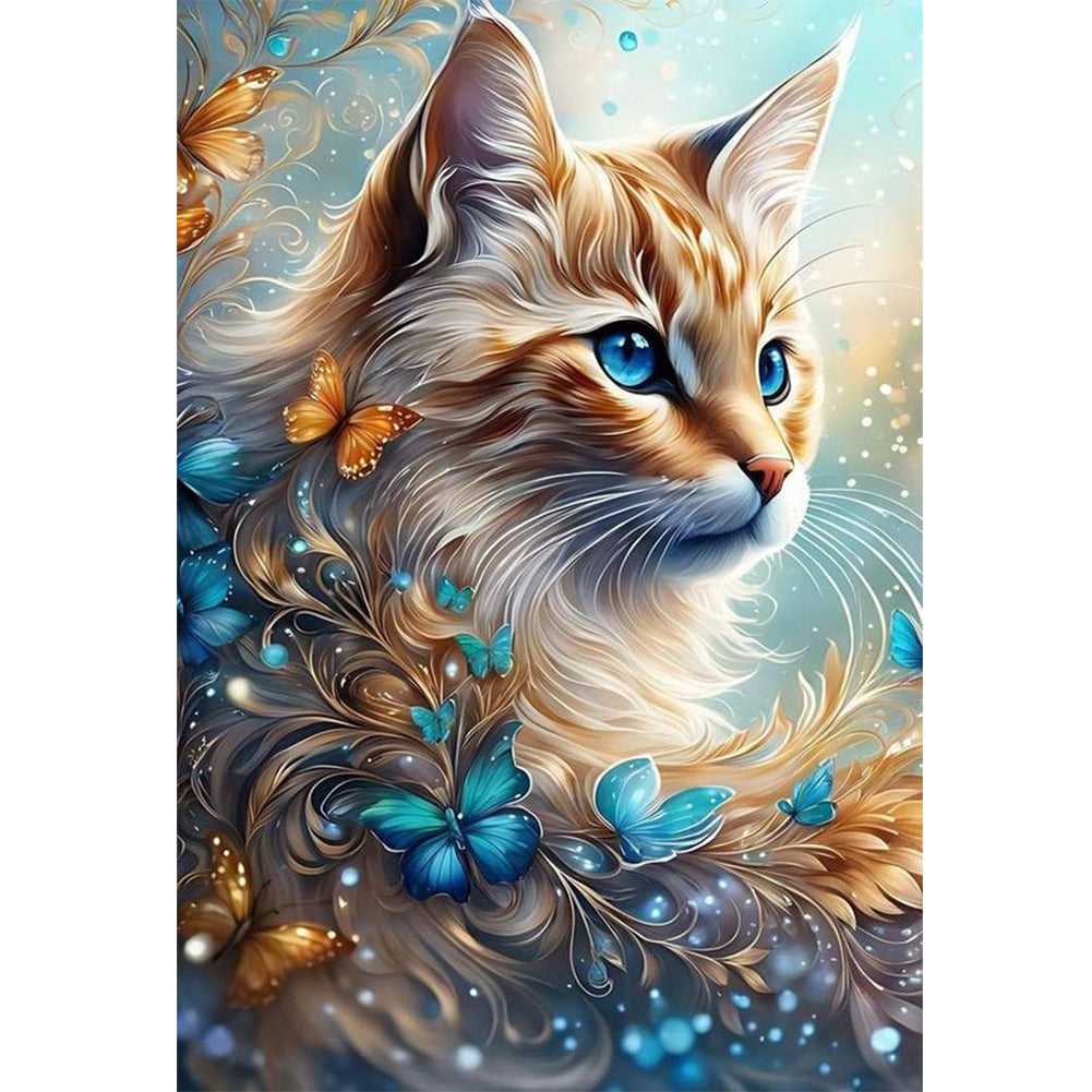 Flowers And Cat - 11CT Stamped Cross Stitch 40*60CM
