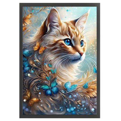 Flowers And Cat - 11CT Stamped Cross Stitch 40*60CM