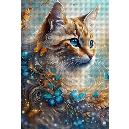 Flowers And Cat - 11CT Stamped Cross Stitch 40*60CM