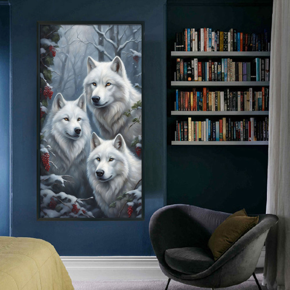 Three Wolves In The Snow - 11CT Stamped Cross Stitch 40*70CM