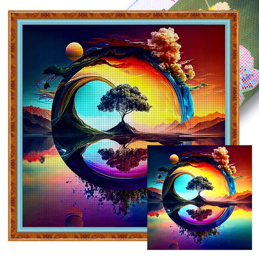 Reflection Landscape - 11CT Stamped Cross Stitch 40*40CM