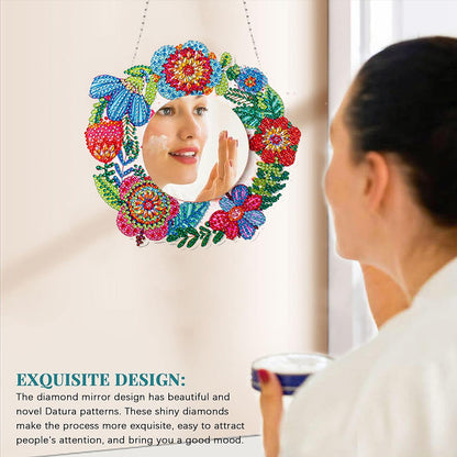 DIY Special Shaped Diamond Painting Mirror Wreath Art Rhinestone Makeup Mirror
