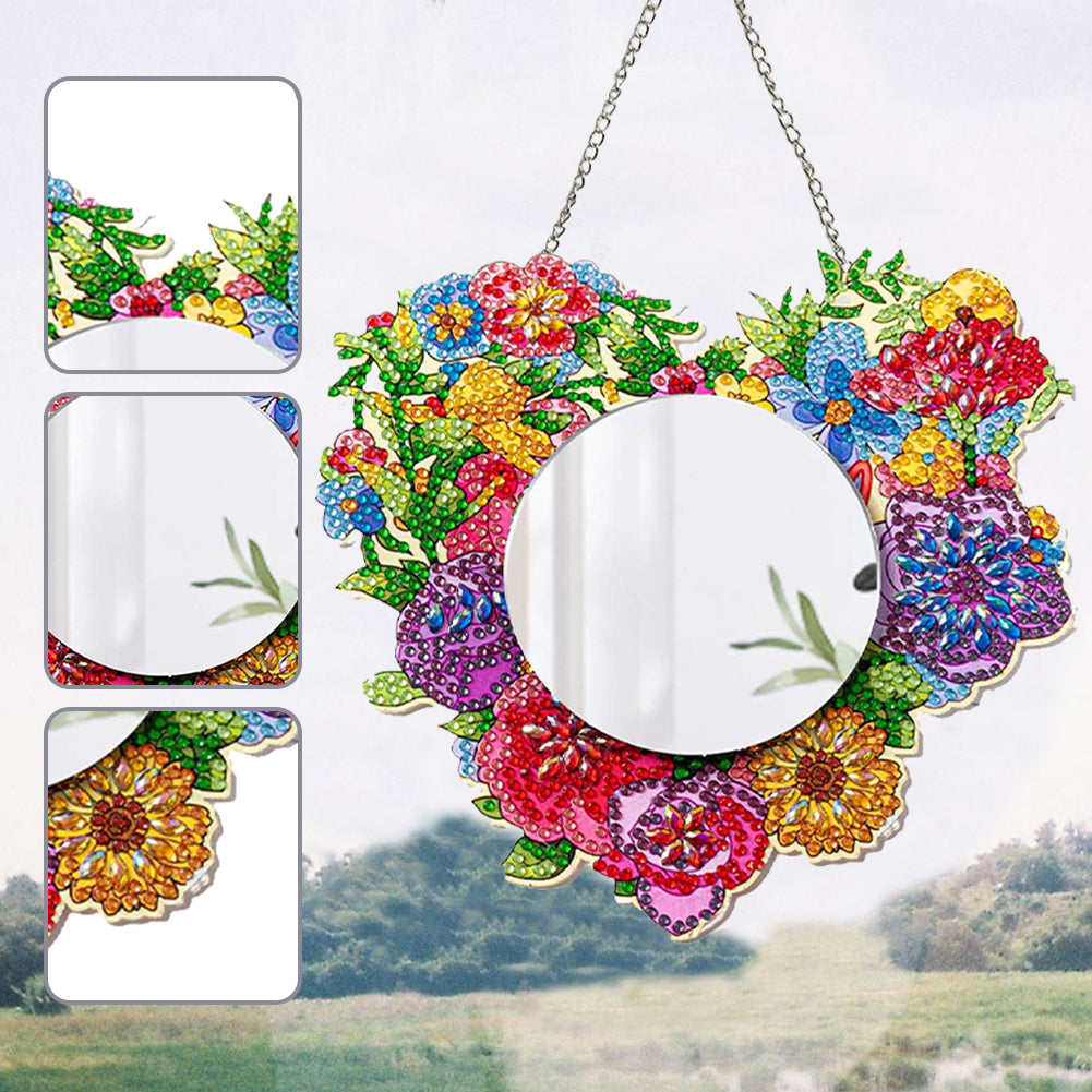 Heart Wreath DIY Special Shaped Diamond Painting Mirror for Beginner Kid Adult