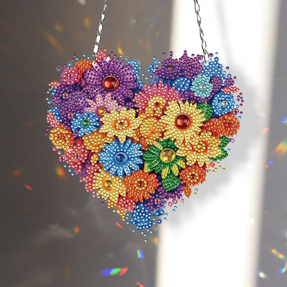 Acrylic Heart Flower Single-Sided Diamond Painting Hanging Pendant (20x20cm)