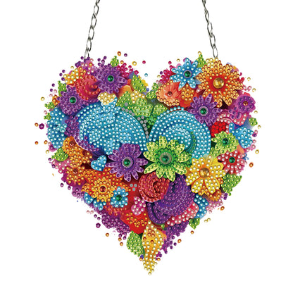 Acrylic Heart Flower Single-Sided Diamond Painting Hanging Pendant (20x20cm)