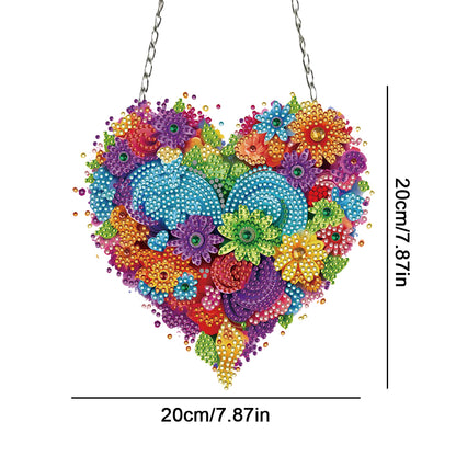 Acrylic Heart Flower Single-Sided Diamond Painting Hanging Pendant (20x20cm)