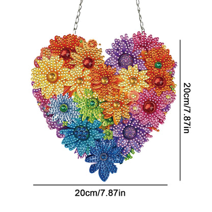 Acrylic Heart Flower Single-Sided Diamond Painting Hanging Pendant (20x20cm)