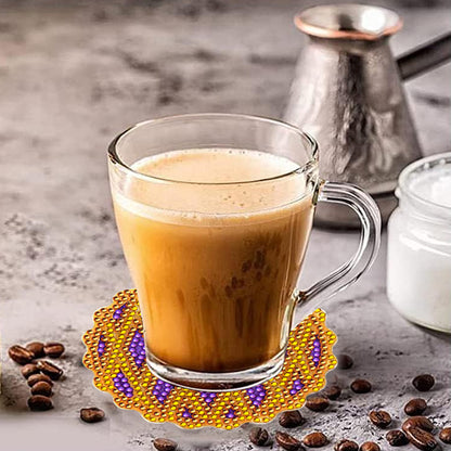 8 Pcs Wooden DIY Diamond Painting Art Crafts Coaster Kit with Holder (Biscuit)