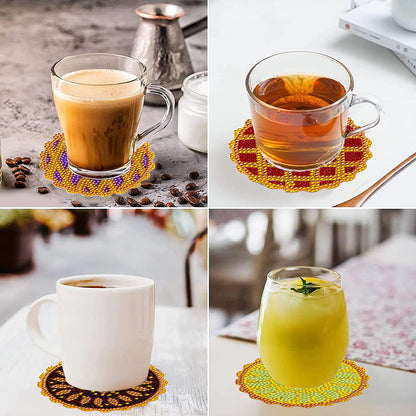 8 Pcs Wooden DIY Diamond Painting Art Crafts Coaster Kit with Holder (Biscuit)