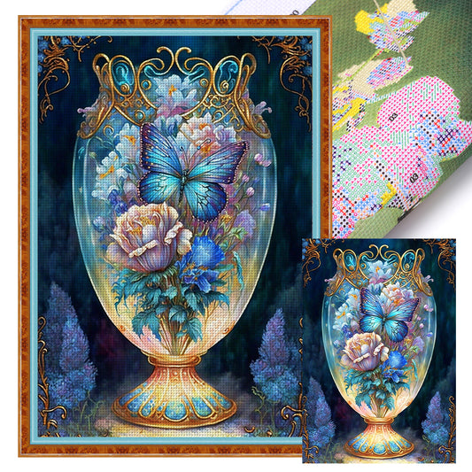 Fantasy Butterfly Vase - 11CT Stamped Cross Stitch 45*65CM