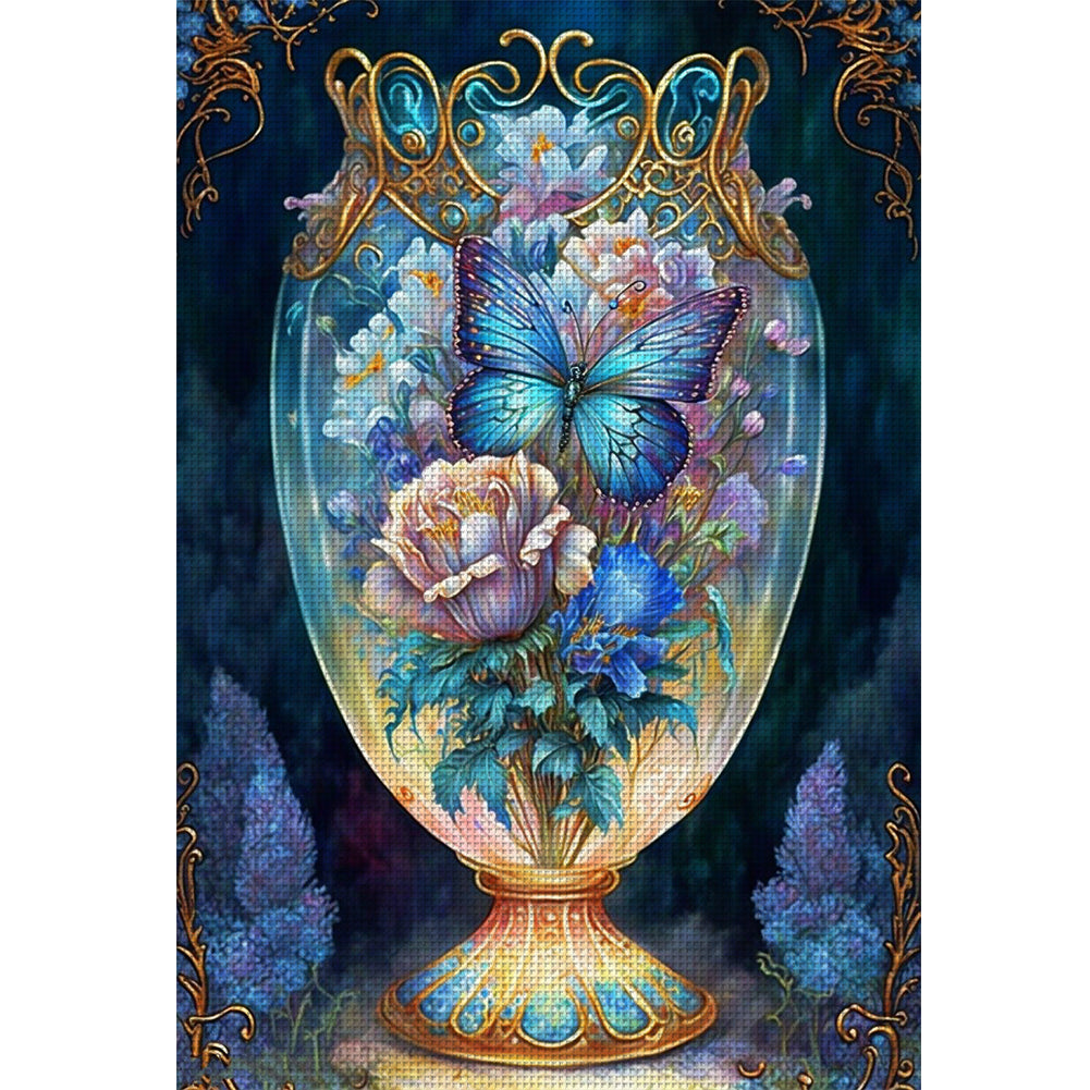 Fantasy Butterfly Vase - 11CT Stamped Cross Stitch 45*65CM