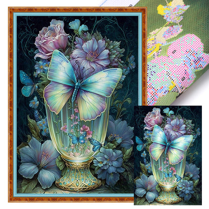 Fantasy Butterfly Vase - 11CT Stamped Cross Stitch 45*65CM