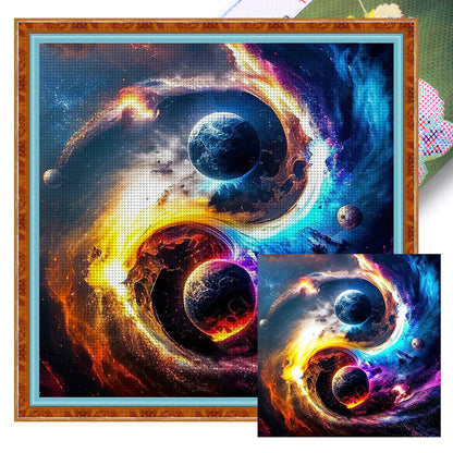 Tai Chi Planet Map - 11CT Stamped Cross Stitch 45*45CM
