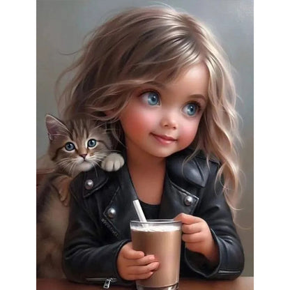 Sweet Cool Girl - Full Round Drill Diamond Painting 30*40CM