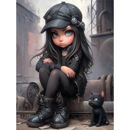 Sweet Cool Girl - Full Round Drill Diamond Painting 30*40CM