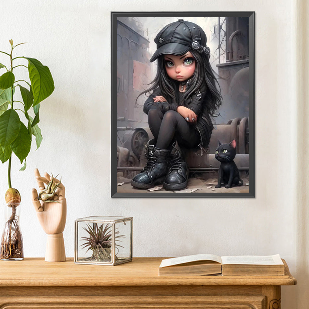 Sweet Cool Girl - Full Round Drill Diamond Painting 30*40CM