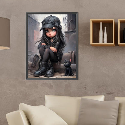 Sweet Cool Girl - Full Round Drill Diamond Painting 30*40CM