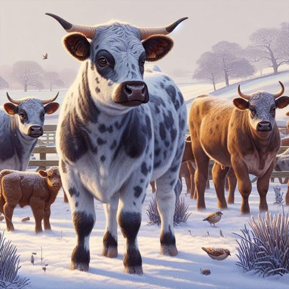 Dairy Cow - Full Round Drill Diamond Painting 40*40CM