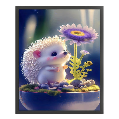 Little Hedgehog And Flowers - 11CT Stamped Cross Stitch 40*50CM