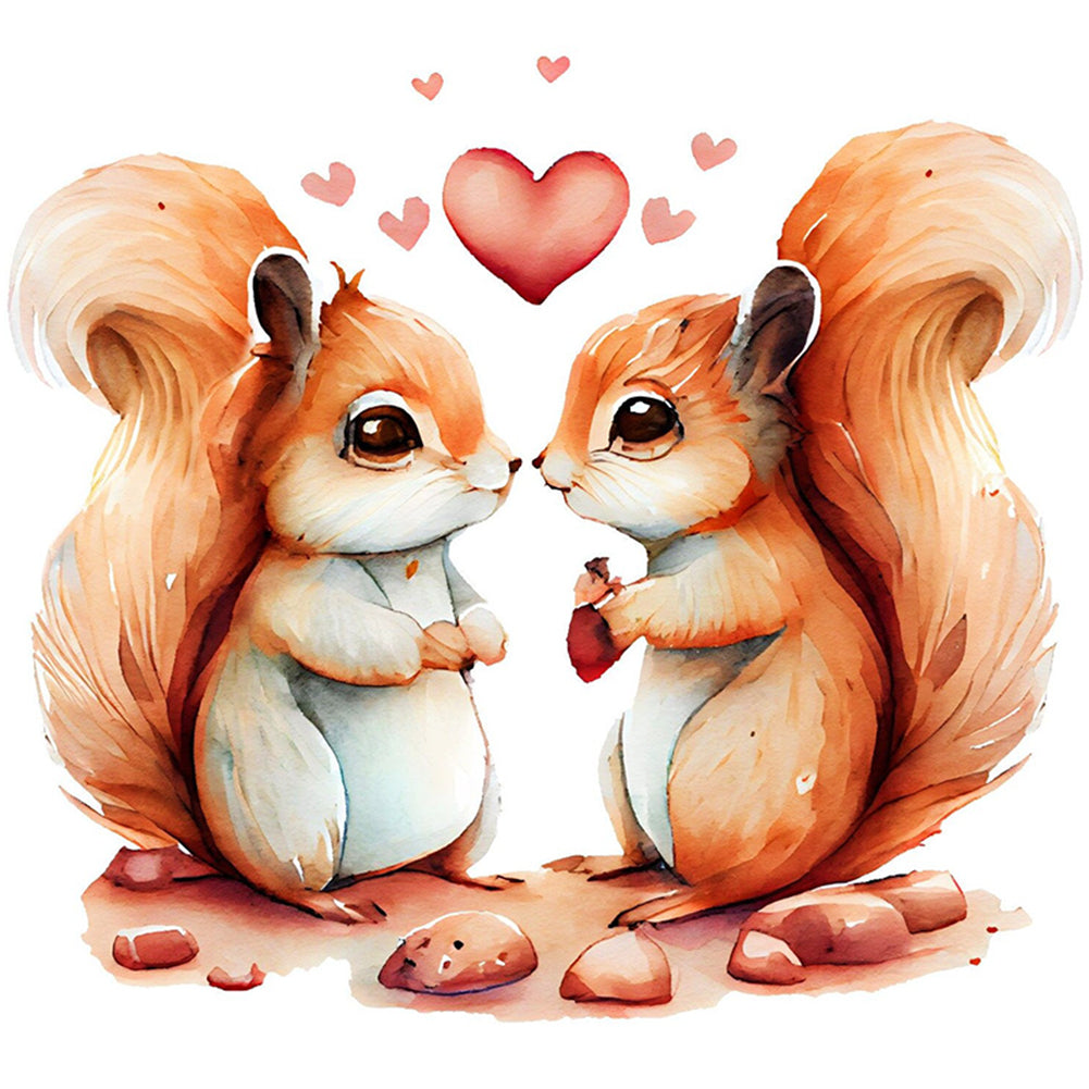 Couple Squirrels - 18CT Stamped Cross Stitch 30*30CM