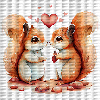 Couple Squirrels - 18CT Stamped Cross Stitch 30*30CM