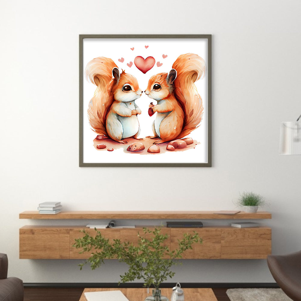 Couple Squirrels - 18CT Stamped Cross Stitch 30*30CM