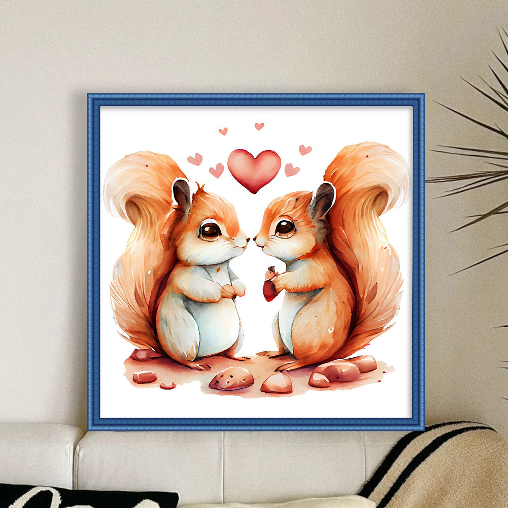 Couple Squirrels - 18CT Stamped Cross Stitch 30*30CM