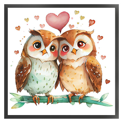 Couple Owls - 18CT Stamped Cross Stitch 30*30CM