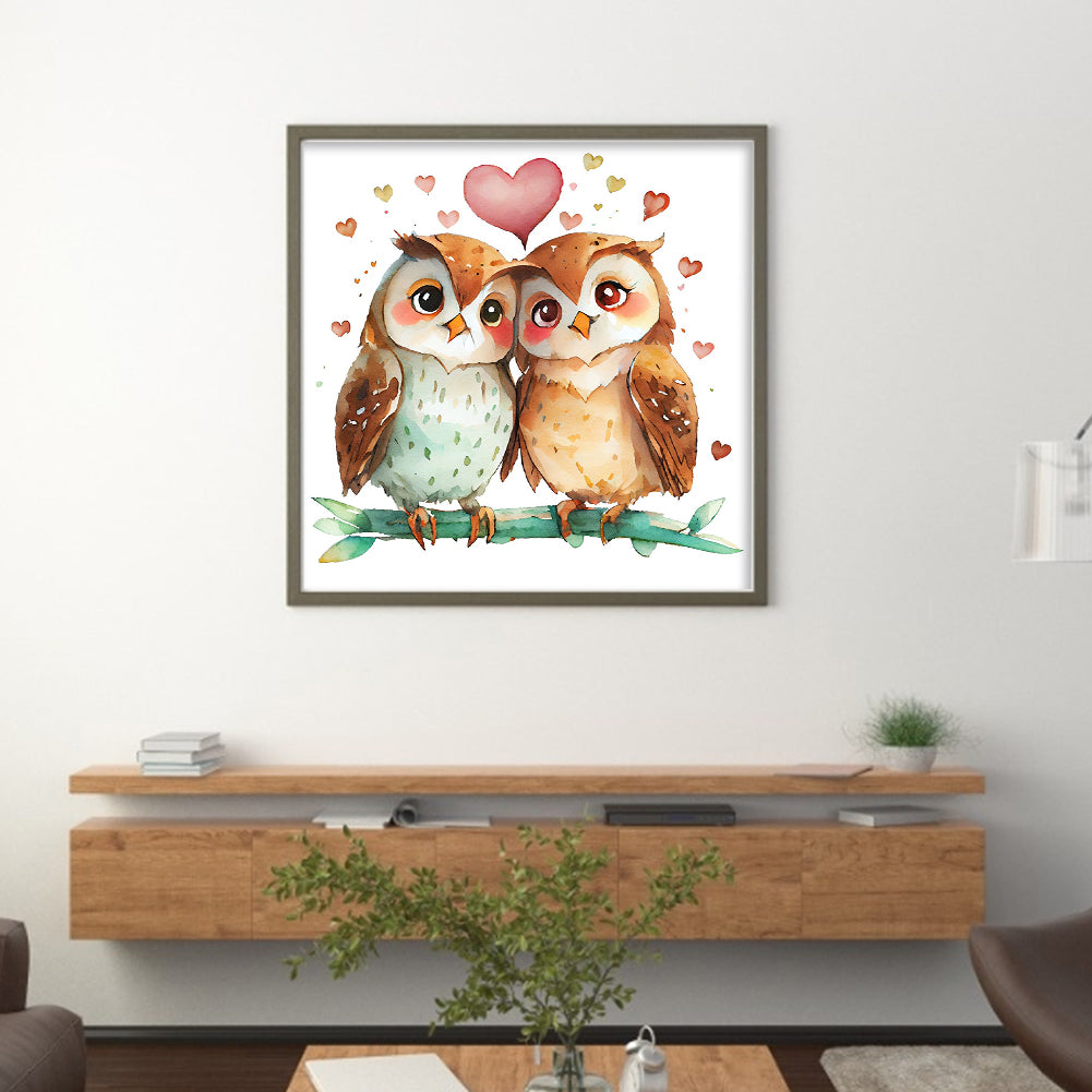 Couple Owls - 18CT Stamped Cross Stitch 30*30CM