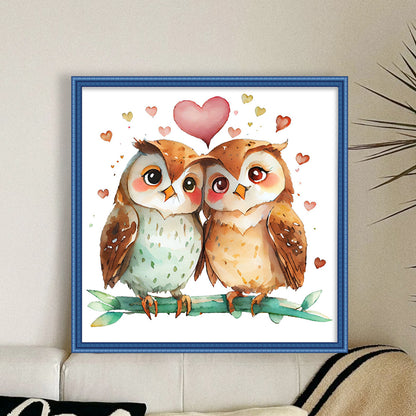 Couple Owls - 18CT Stamped Cross Stitch 30*30CM