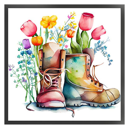 Couple Boots - 18CT Stamped Cross Stitch 30*30CM