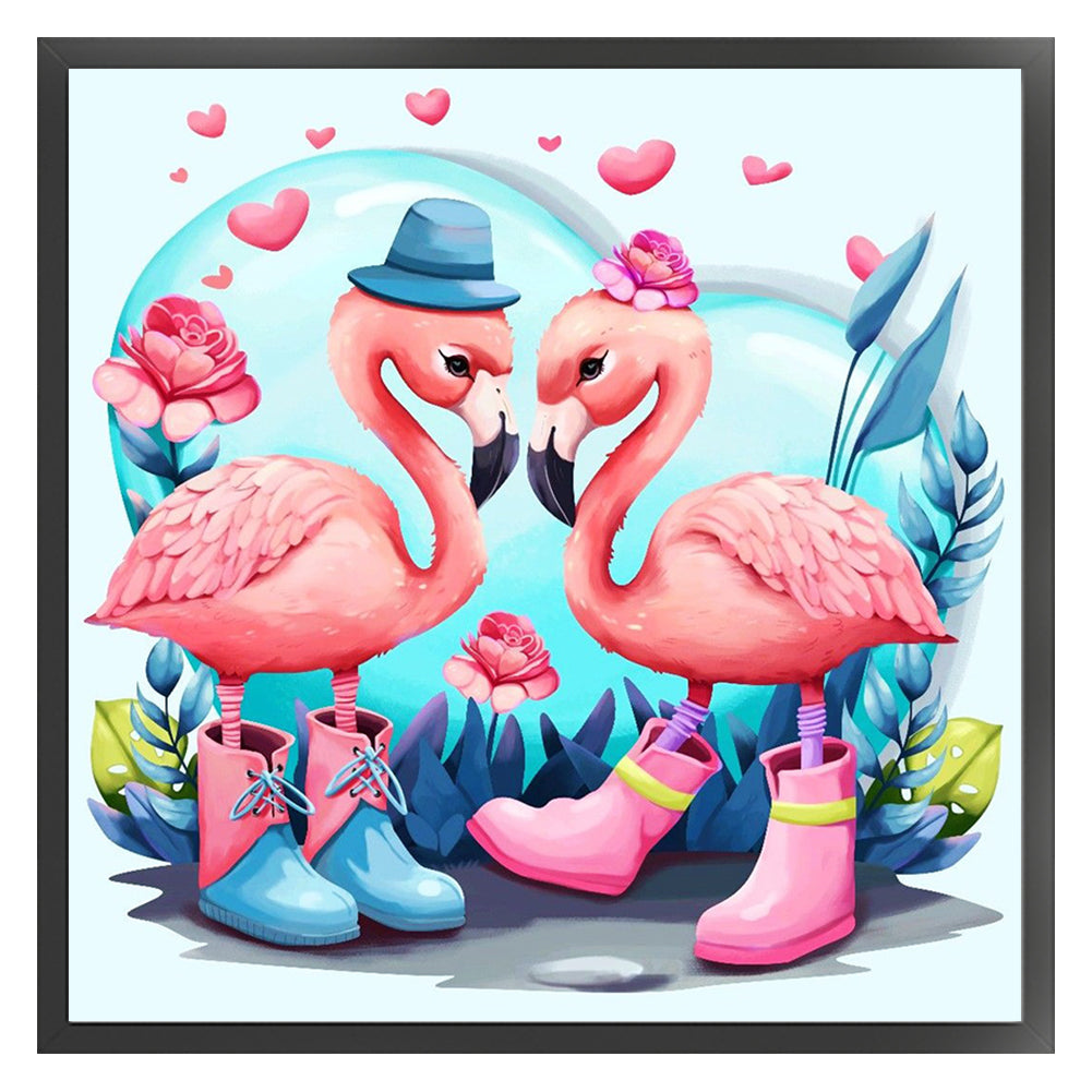 Couple Flamingos - 18CT Stamped Cross Stitch 30*30CM