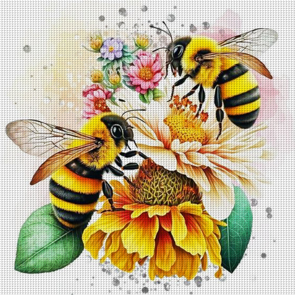 Lovers Bees - 18CT Stamped Cross Stitch 30*30CM