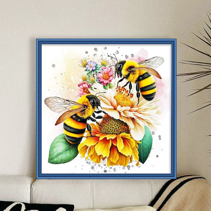 Lovers Bees - 18CT Stamped Cross Stitch 30*30CM