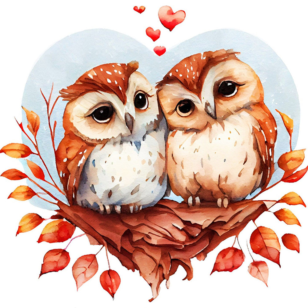 Couple Owls - 18CT Stamped Cross Stitch 30*30CM