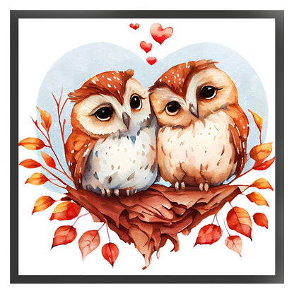 Couple Owls - 18CT Stamped Cross Stitch 30*30CM