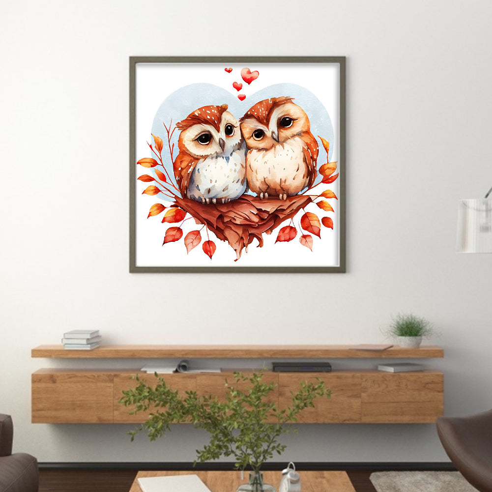 Couple Owls - 18CT Stamped Cross Stitch 30*30CM