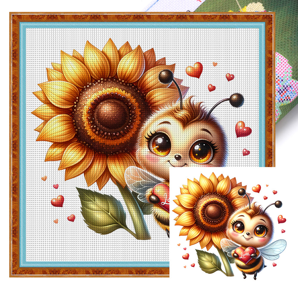 Valentine'S Day Bee - 18CT Stamped Cross Stitch 25*25CM